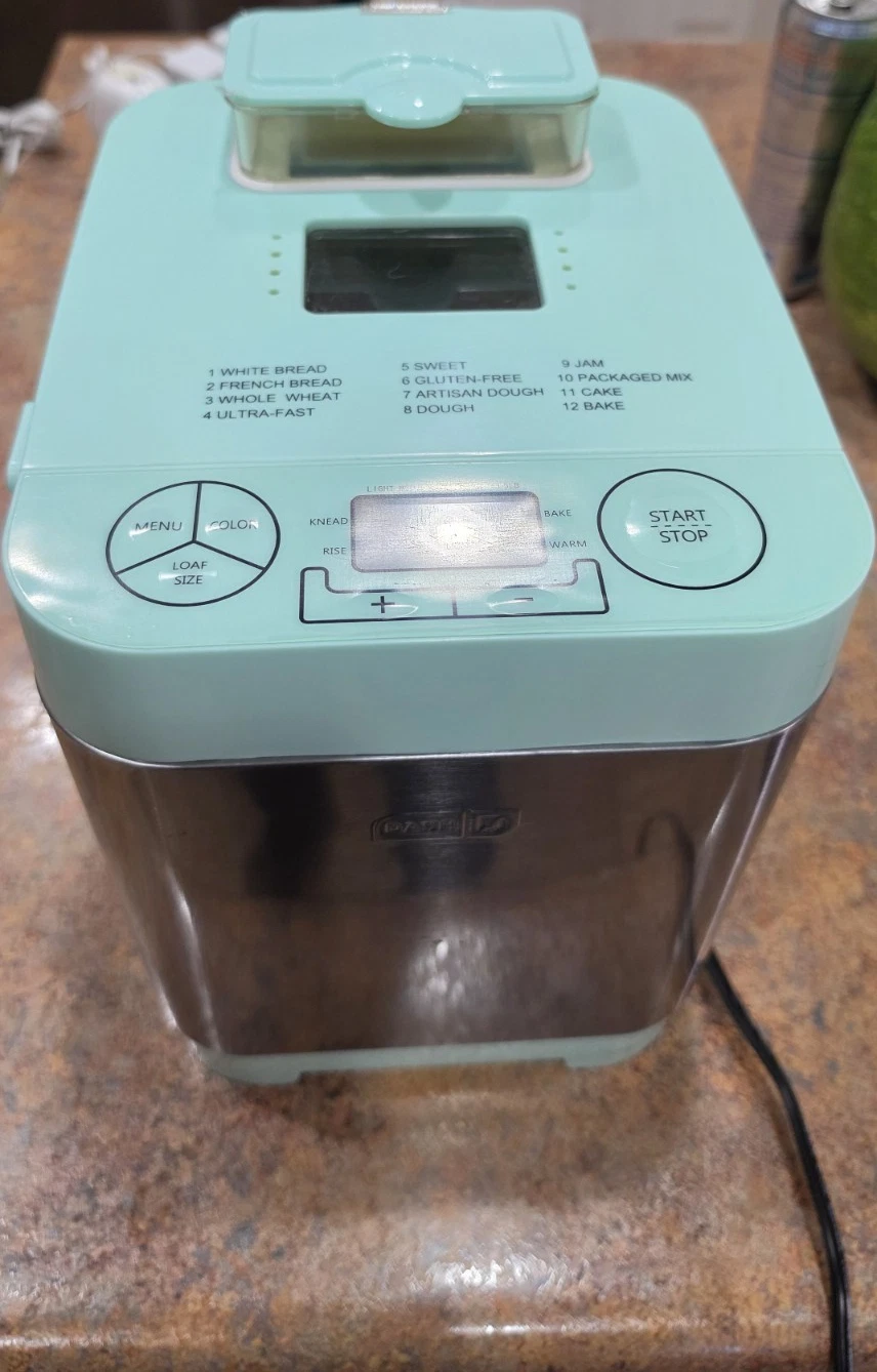 DASH Dash Everyday Bread Machine Mint Stainless Steel 12 Programs LCD Timer