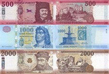 Hungary 3 PCS Set - 500 to 2000 Forint (2018/2020), p-202a, p-203a, p-204b UNC