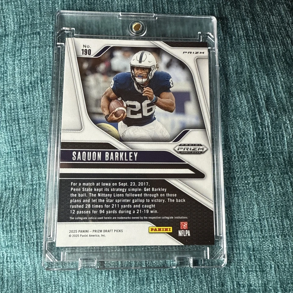 Selecciones de draft Panini Prizm 2025 #190 Saquon Barkley - Piel de serpiente Prizm - Penn State Foto 2 de 4