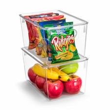 SORBUS LARGE PLASTIC STORAGE BINS WITH LIDS FOR KITCHEN ORGANIZATION - CLEAR