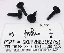  8x3/4 Modified Truss Head Phillips Self Drilling Screws Steel Black Oxide 500 