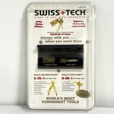 SWISS+TECH Gold Tone Micro-Plus & Utili-Key Ring Multi Tool Set New Sealed NOS
