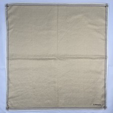 LANVIN Paris Men Handkerchief Beige Cotton Vintage Pocket Square Japan Elegant