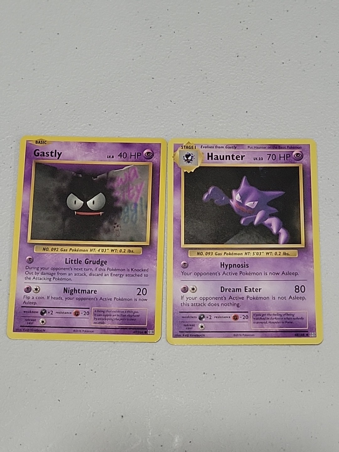  Haunter 48/108, Gastly 47/108 Pokemon card XY Evolutions NM