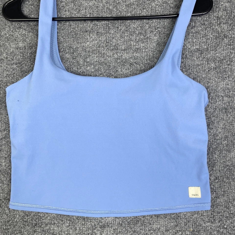 Vuori Tank Top Womens Medium Blue Cropped Built In Bra Activewear VW1027 - Image 2 of 4