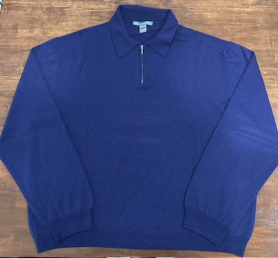 SAKS FIFTH AVENUE Men s Extra-Fine Merino Wool Zip Sweater Made in Italy XX