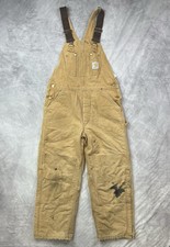 Carhartt Quilted Lined Double Knee Bib Overalls Womens Sz 16 Dark Brown Workwear