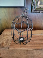 Candelaria Home Wire Pumpkin Pillar Holder 11.5" High Top Opens