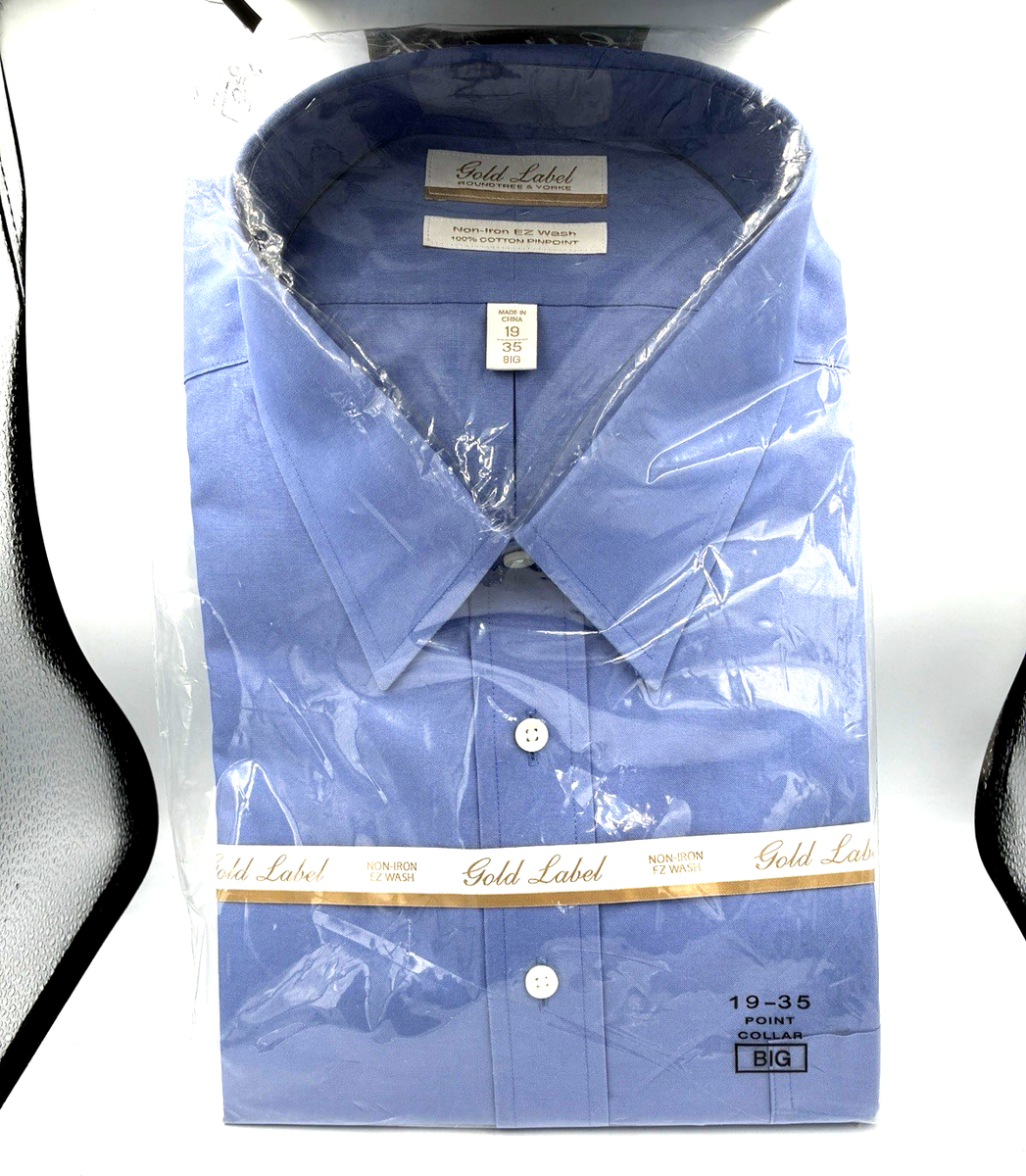 Gold Label Roundtree Yorke Mens Dress Shirt Baltic Blue 19 /35 Non Iron NWT  | eBay