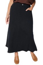 Peace Love World Women's French Terry Pull-On Seamed Skirt Black