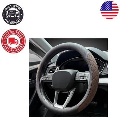 Elegant Nappa Leather Steering Wheel Cover, Non-Slip Design, Easy 30 Sec Install