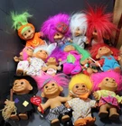 MIXED LOT OF 14 TROLL DOLLS - VARIOUS SIZES AND CONDITIONS USED FREE S&H