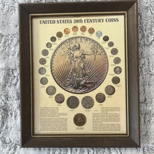 UNITED STATES  20th Century Coins Framed Set 25 Coins Dates From 1893-1973 🪙