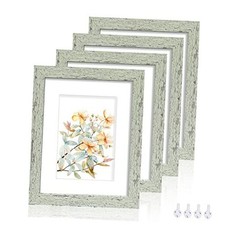 8x10 Picture Frame Set of 4, Made of Real Glass and Sage Wooden 8x10 in Green
