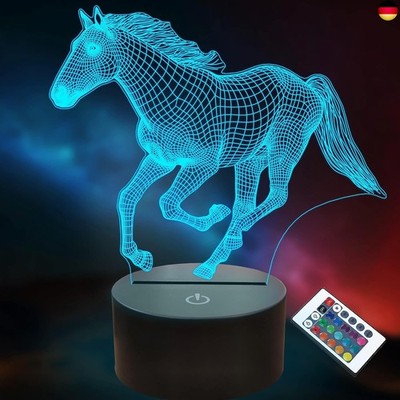 Lightzz 3D Pferdelampe für Kinder Mädchen Jungen Pferdeliebhaber Geschenke, 16 F