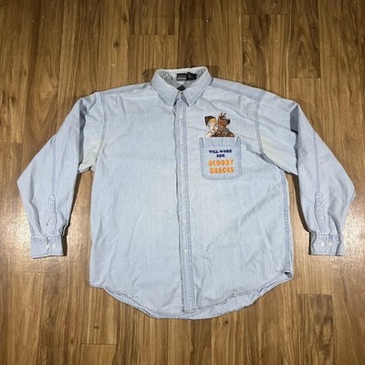 Vintage Warner Bros Studio Store Shirt Mens XL Denim Scooby Doo Graphic 90s