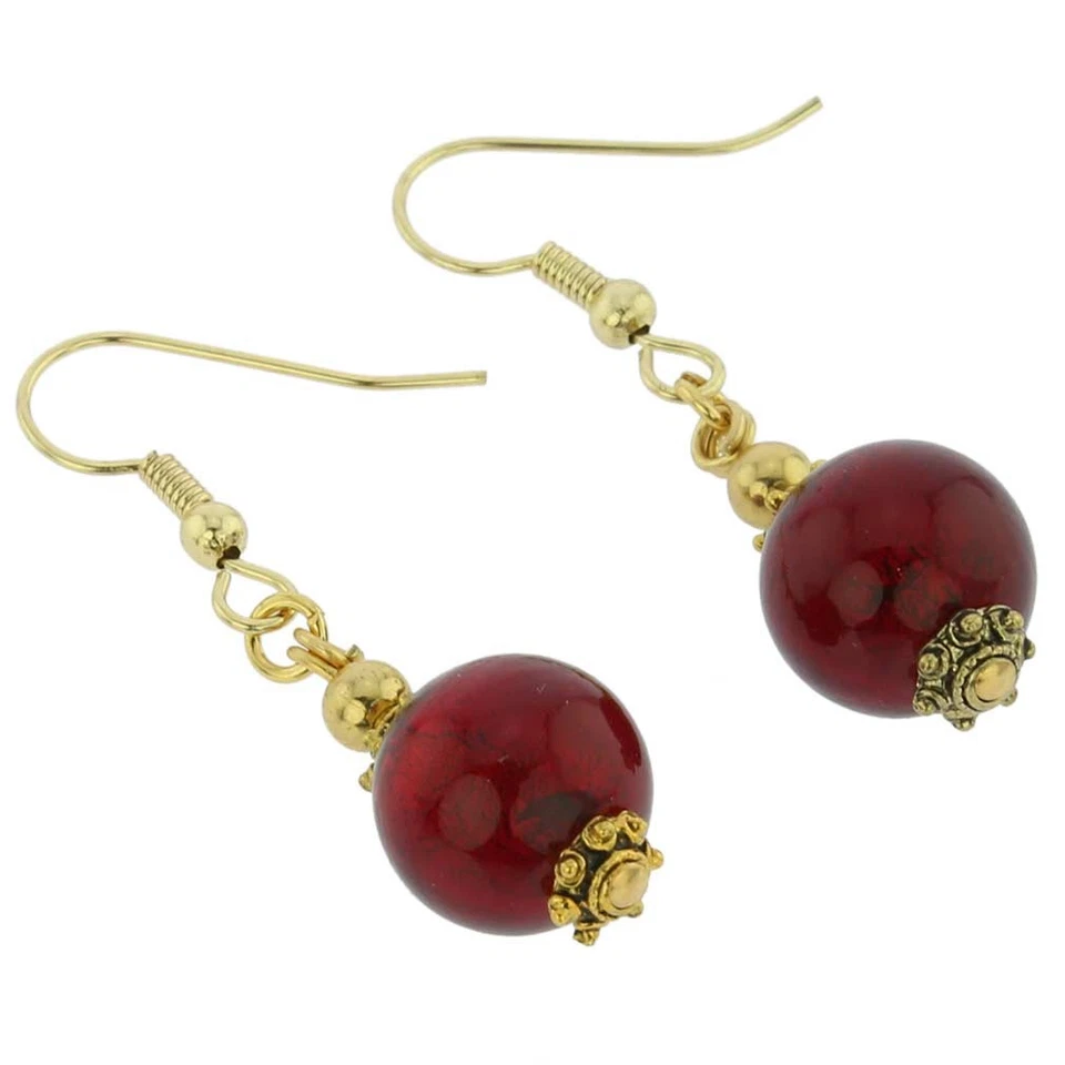 GlassOfVenice Murano Glass Antico Tesoro Balls Earrings -Ruby Red - Image 2 of 4
