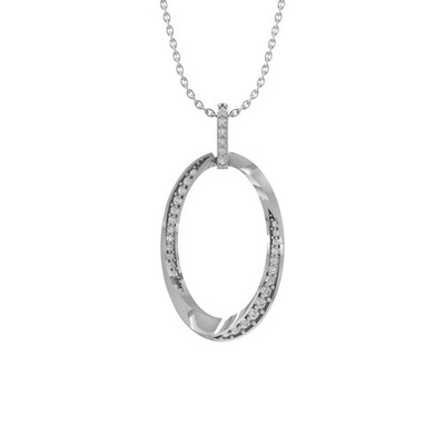 0.2Ct Lab Grown Diamond 10K White Gold Pendant Necklace 18'' Silver Cable Chain