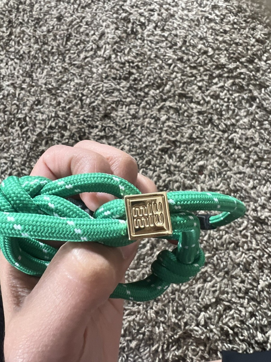 ブレスレット Miu Miu Emerald Green Fabric Bracelet Miu Miu Emerald Green Fabric Bracelet Miu Miu