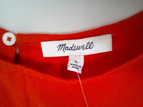NWT Madewell Mini Shift Dress L Linen Bright Flame - Imagen 5 de 7