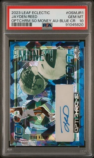 Jayden Reed Leaf Eclectic Optichrome So Money Autographs #OSMJR1 Blue