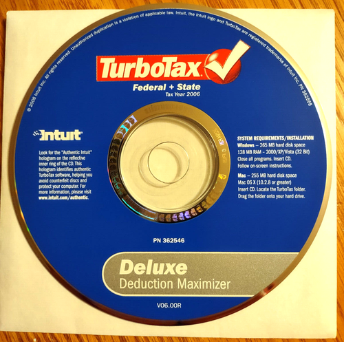 Intuit TurboTax Deluxe Deduction Maximizer 2006 CD-ROM Windows Mac Federal/State - Picture 2 of 15