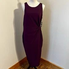 NWT Guess XL  Sleeveless Midi Crepe Bodycon Dress Knot Front Tulip Hem XL