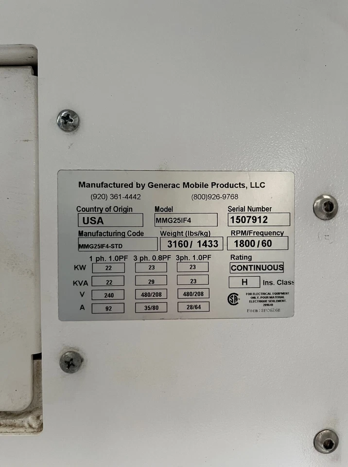 2015 Generac MMG25IF4 gerador diesel móvel 1301 horas - Imagem 3 de 4