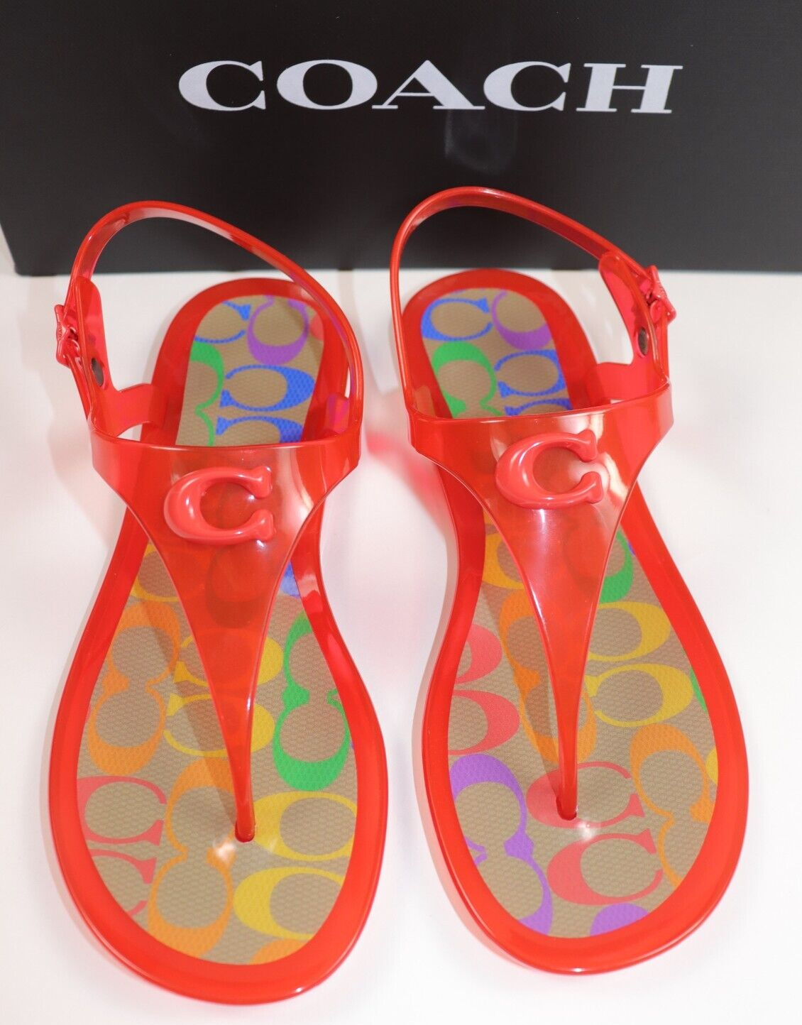 coach jelly sandals orange