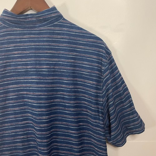 Polo uomo Tommy Bahama a righe tasca frontale blu grigio bianco rosso taglia large - Foto 7 di 9