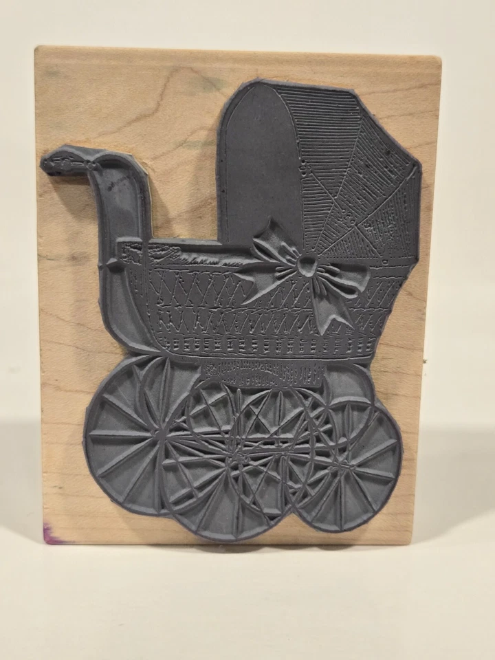 Sello de goma magenta de 1990, 21061-O, cochecito de bebé vintage Foto 2 de 3