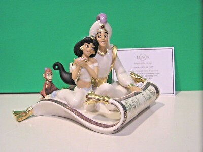 LENOX ALADDIN JASMINE and ABU Magic Carpet Ride Disney Figurine