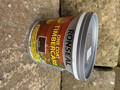 Timbercare Ronseal RONSEAL FENCE PAINT TIMBERCARE, DARK OAK, 5LITRE, BRAND NEW, UNOPENED ...