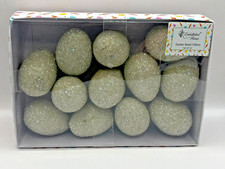 12 PIECE LT GREEN GLITTER AND GEM 3" EASTER EGGS BOWL FILLER FREE SHIP