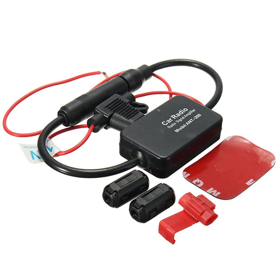 Car Auto Stereo FM Radio Signal Antenna Amplifier Anti-interference Metal Amp - Image 3 of 4