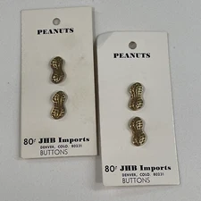 Vintage Rare Realistic Peanut Buttons Gold Color Metal JHB 2 Cards