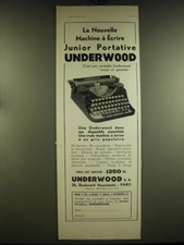 1932 Underwood Junior Portable typewriter Ad - in French - La nouvelle machine thumbnail