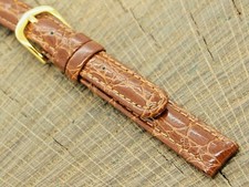 Hadley Roma Crocodile Grain Gold Tone Buckle 11mm NOS Unused Vintage Watch Band