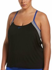 NIKE Micro Stripe Layered Tankini Plus Size 1X NEW W TAG