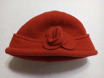 Seeberger Womens Red Wool Hat Cap Toque 