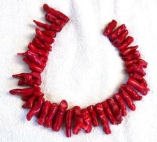 LARGE HEAVY 460 Gram Red Coral Branch Pieces Bead Gem Gemstone 18" Strand CB67