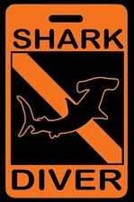 Safety Orange Hammerhead Shark Diver SCUBA Diving Luggage/Gear Bag Tag - New
