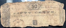 50 Cents Obsolete Currency 1861 Luray Virginia B. F. Grayson #77602