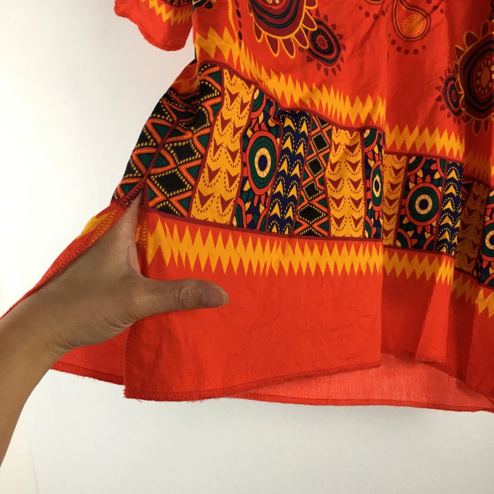 SPIRIT HALLOWEEN Dashiki Tribal Caftán CAMISA HIPPIE ÉTNICA NARANJA Hombres Talla L/XL Foto 4 de 4