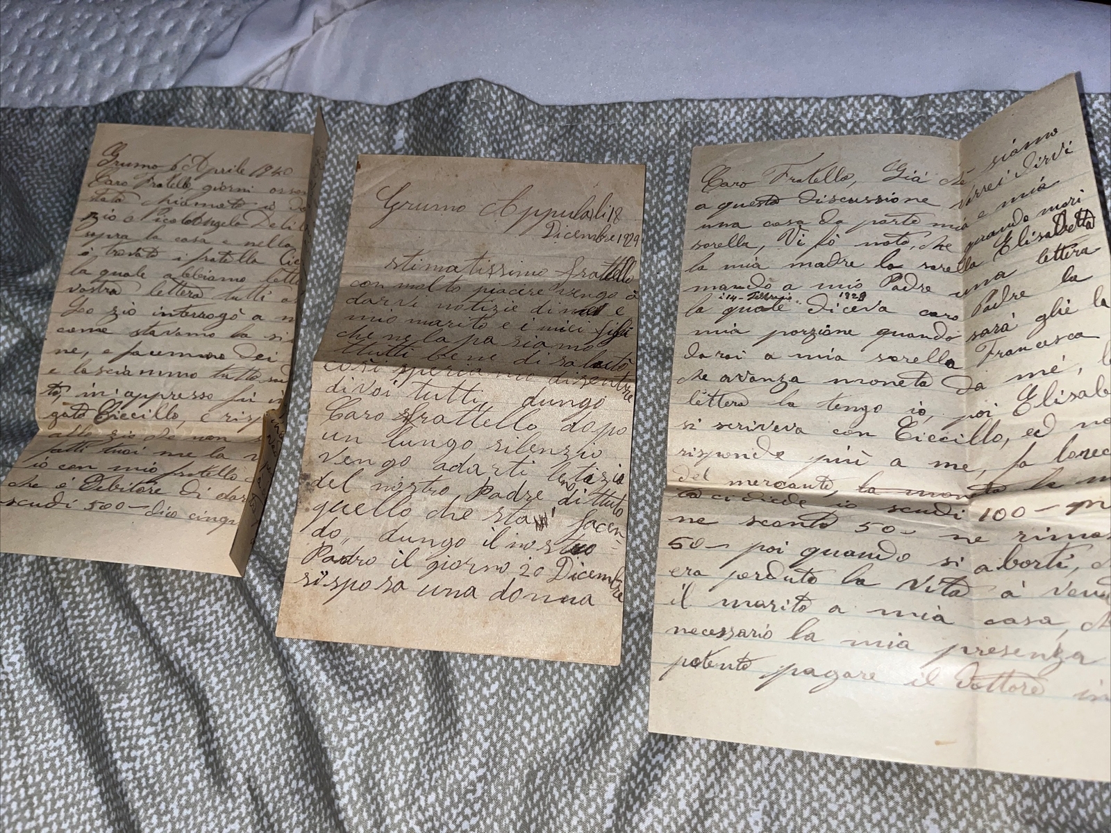 5 Antique Letters Grumo Appula Bari Italy to Ardseley NY: Savino Genealogy