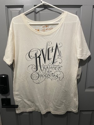 NEW Women s Ivory RVCA Tee Shirt Balance of Opposites Size XL Extra Large