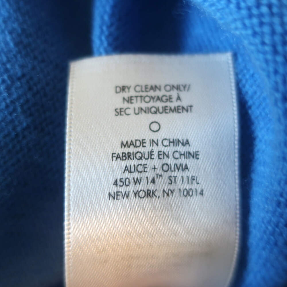 Alice + Olivia Angie Crewneck Sweater Blue Stretch Wool-Cashmere Size Small image 8