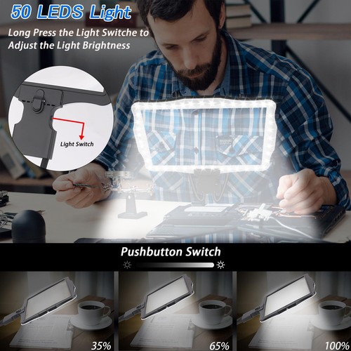5X Large Hands-Free Magnifying Glass for Reading Full Page Magnifier with Lights - Picture 6 of 7