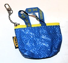 IKEA Mini Blue SHOPPING Frakta Bag KNOLIG Zipper COIN PURSE & KEY HOLDER