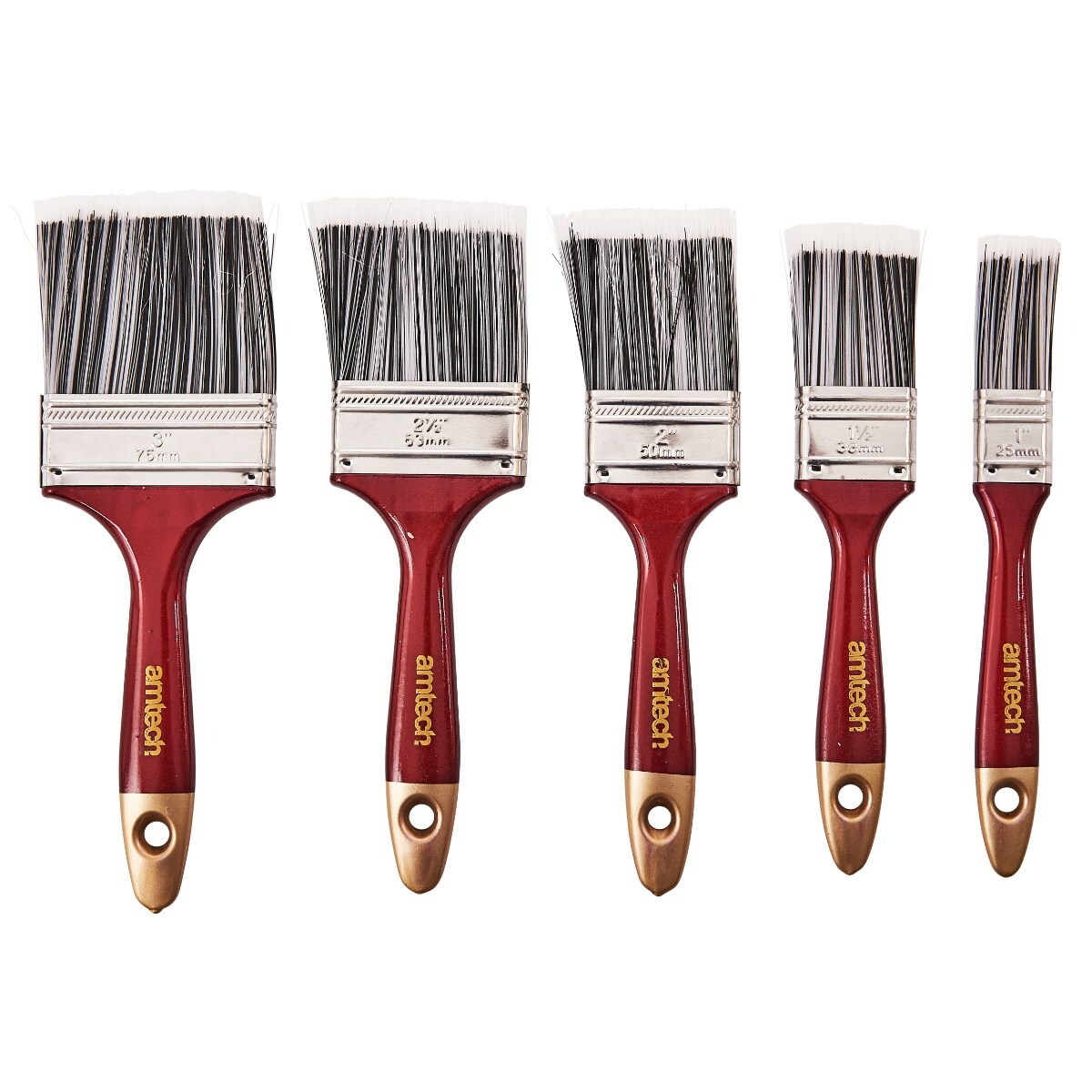 Assorted Size Paint Brushes 5-Pack Professional Paint Brush Set - Sizes: 12mm (1/2"), 25mm (1"), 38mm (1.5"), 50mm (2"), 63mm (2.5") Kids Paint Brushes - Foto 3